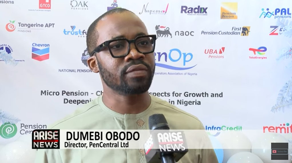 Dumebi Obodo speaks to the press at micro pension open day 2023